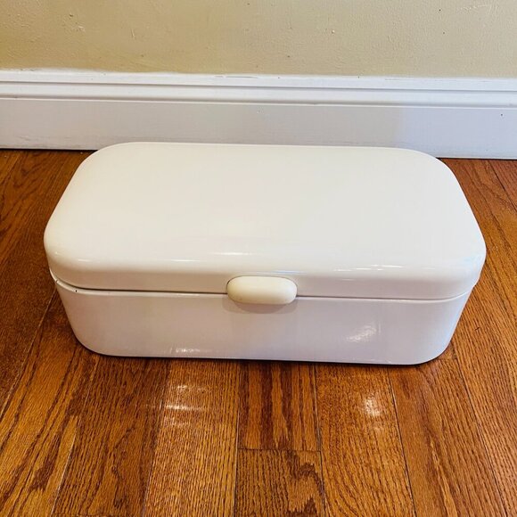 Vintage BREAD BOX Porcelain Enamelware Storage Bin Brotkasten - Picture 1 of 16